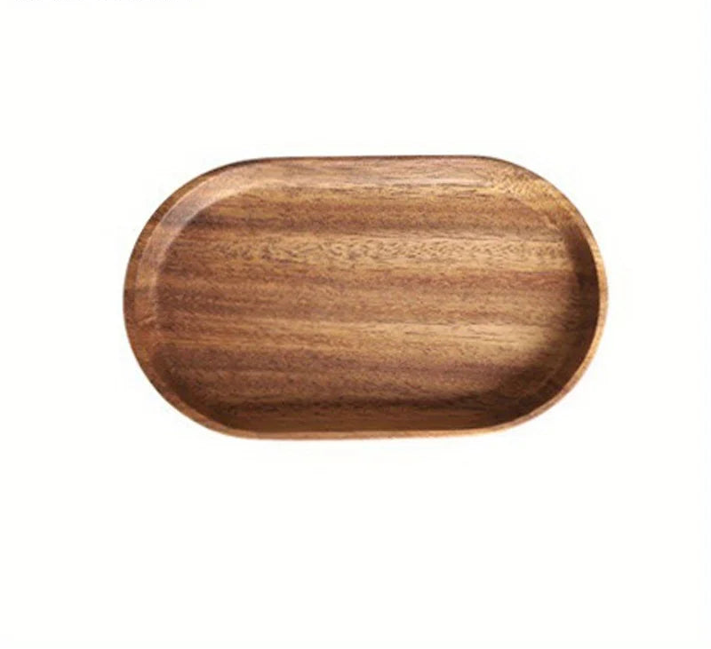Solid Wood Oval Tray – Japanese Style Serving Plate