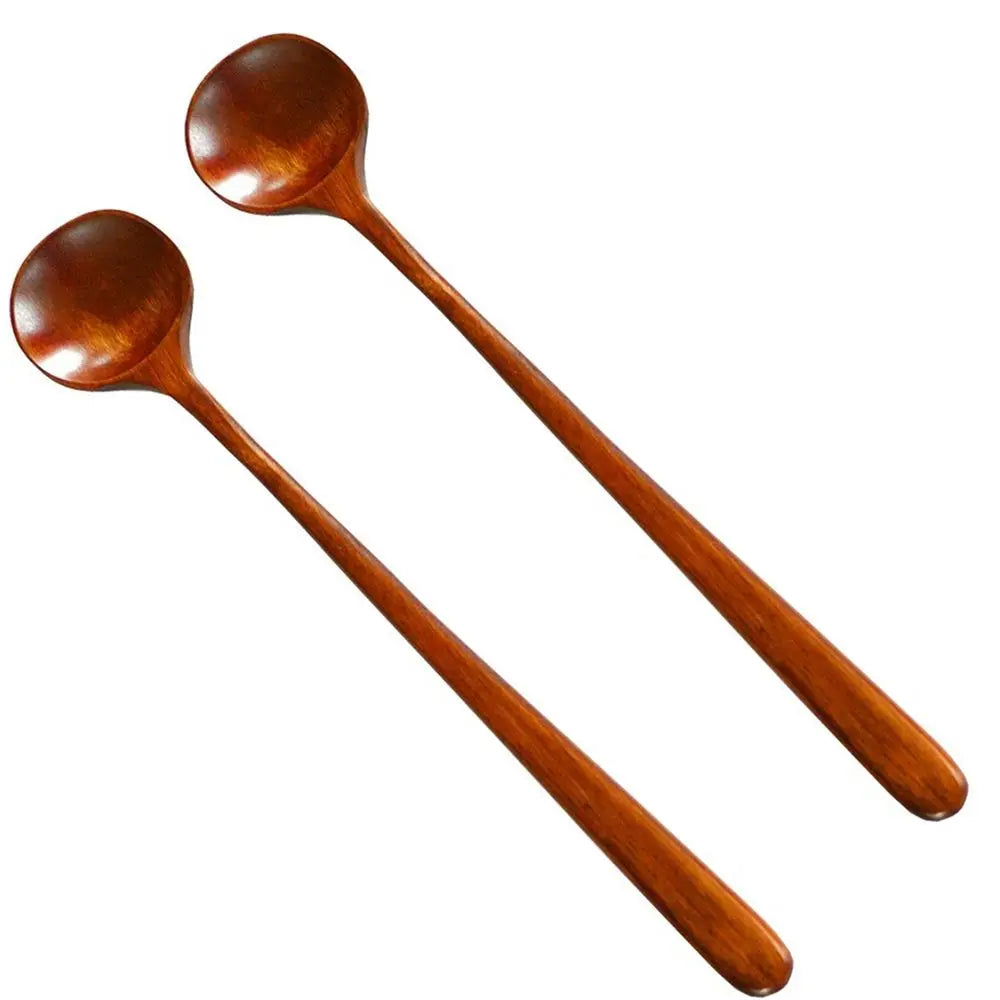 Wooden Soup Spoon Set – Long Handle (1–2PCS)