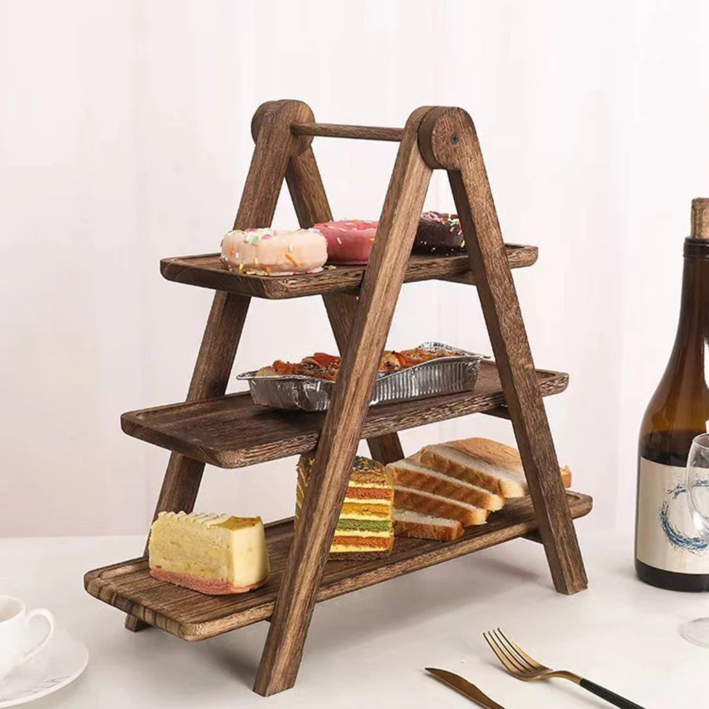 3-Tier Wooden Display & Serving Stand