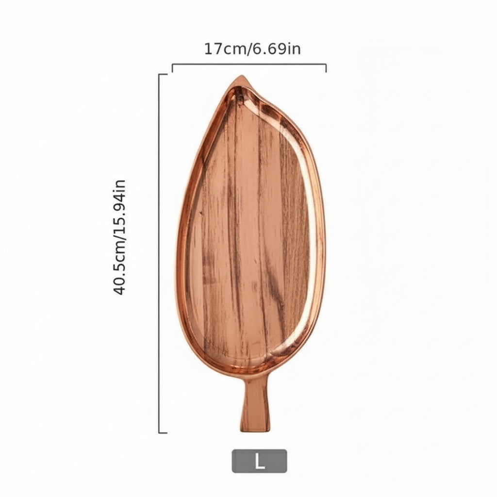 Leaf-Shaped Wooden Serving Tray