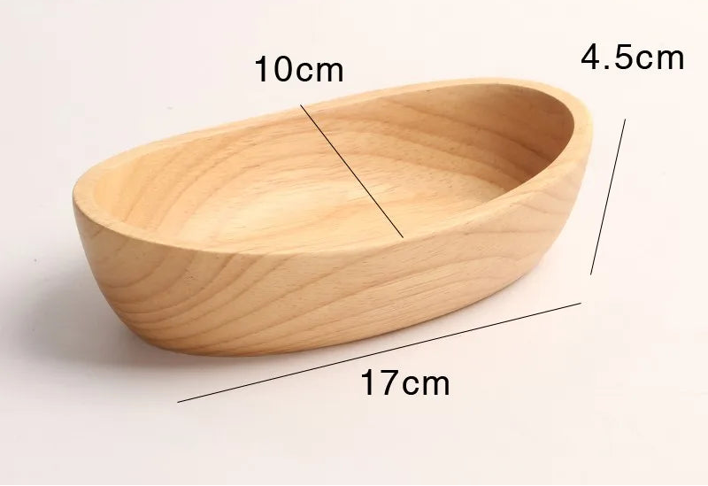 Oval Wooden Serving Bowl – Boat-Shaped Design
