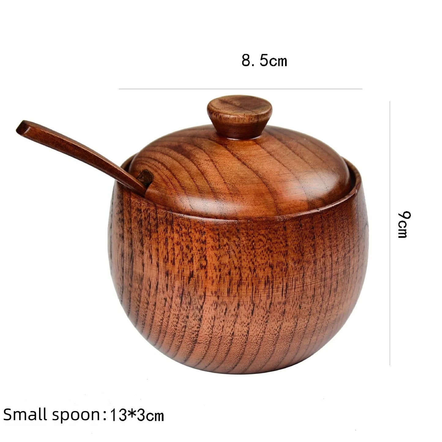 Wooden Spice Jar with Lid & Spoon – Natural Seasoning Container