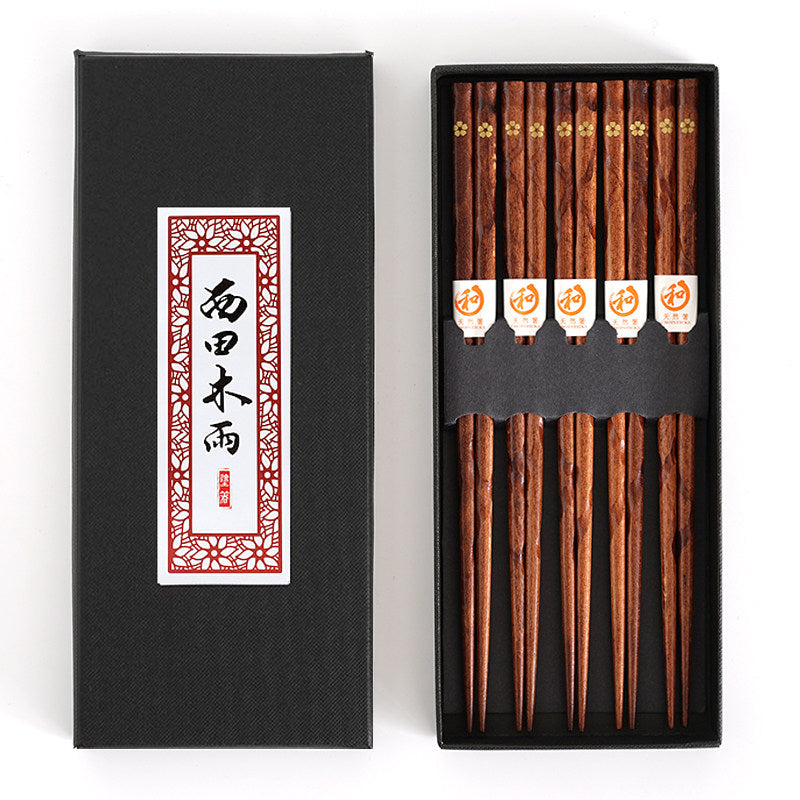 Japanese Floral Wooden Chopsticks Set