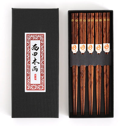 Japanese Floral Wooden Chopsticks Set
