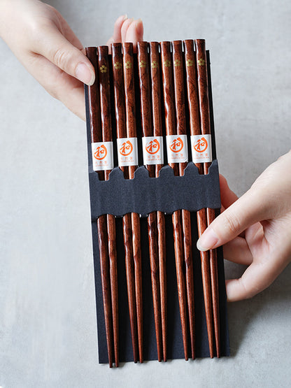Japanese Floral Wooden Chopsticks Set