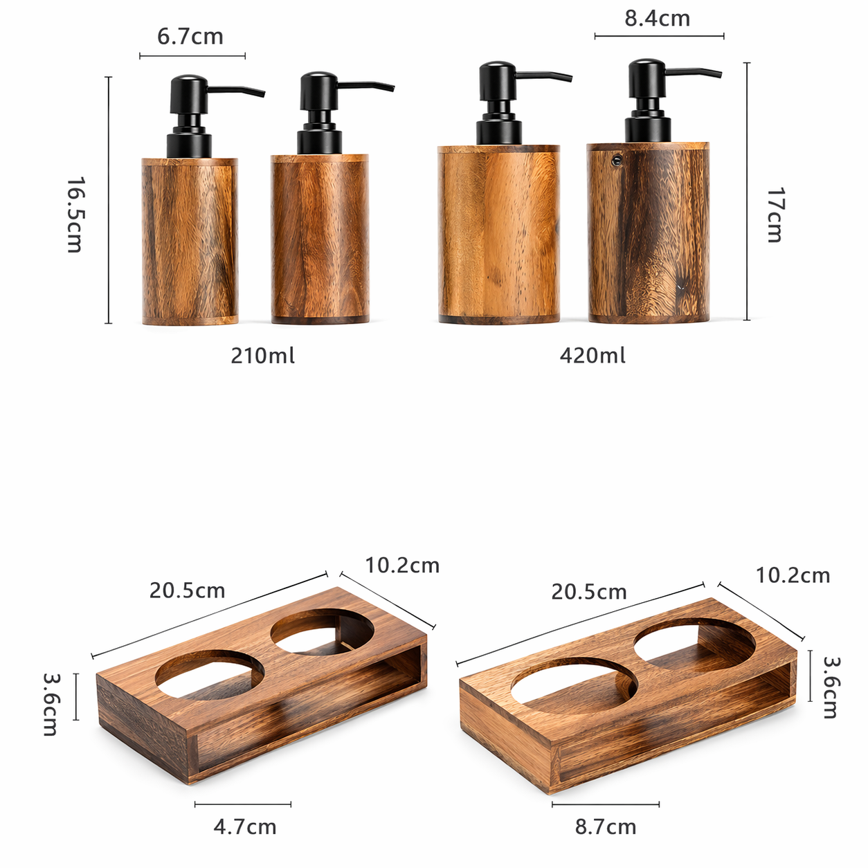 Walnut Soap Dispenser Set
