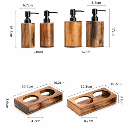 Walnut Soap Dispenser Set