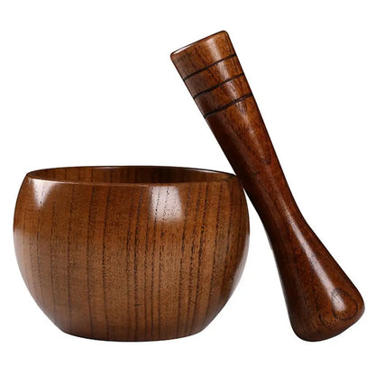 Wooden Garlic Grinder & Mortar Set