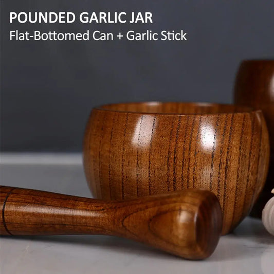 Wooden Garlic Grinder & Mortar Set