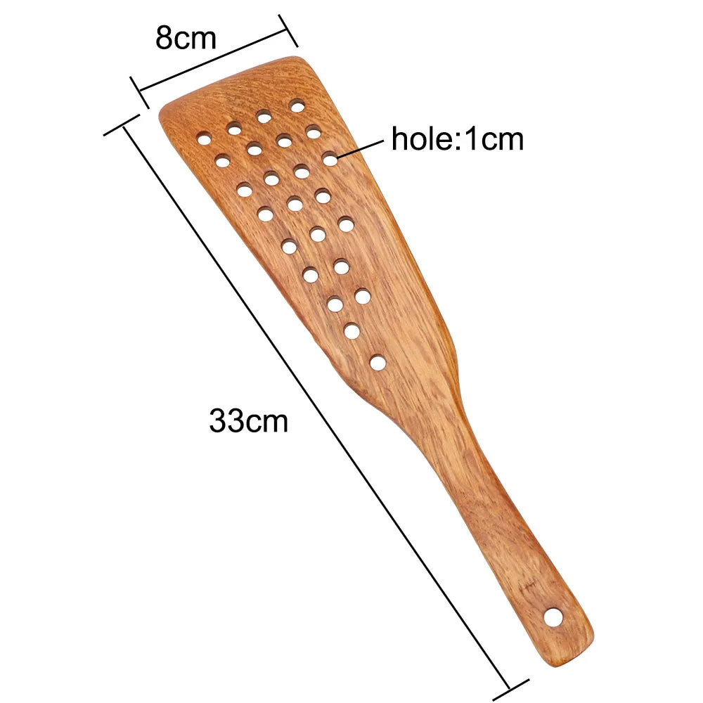 Wooden Cooking Spatula  – 24 Holes Filter Shovel