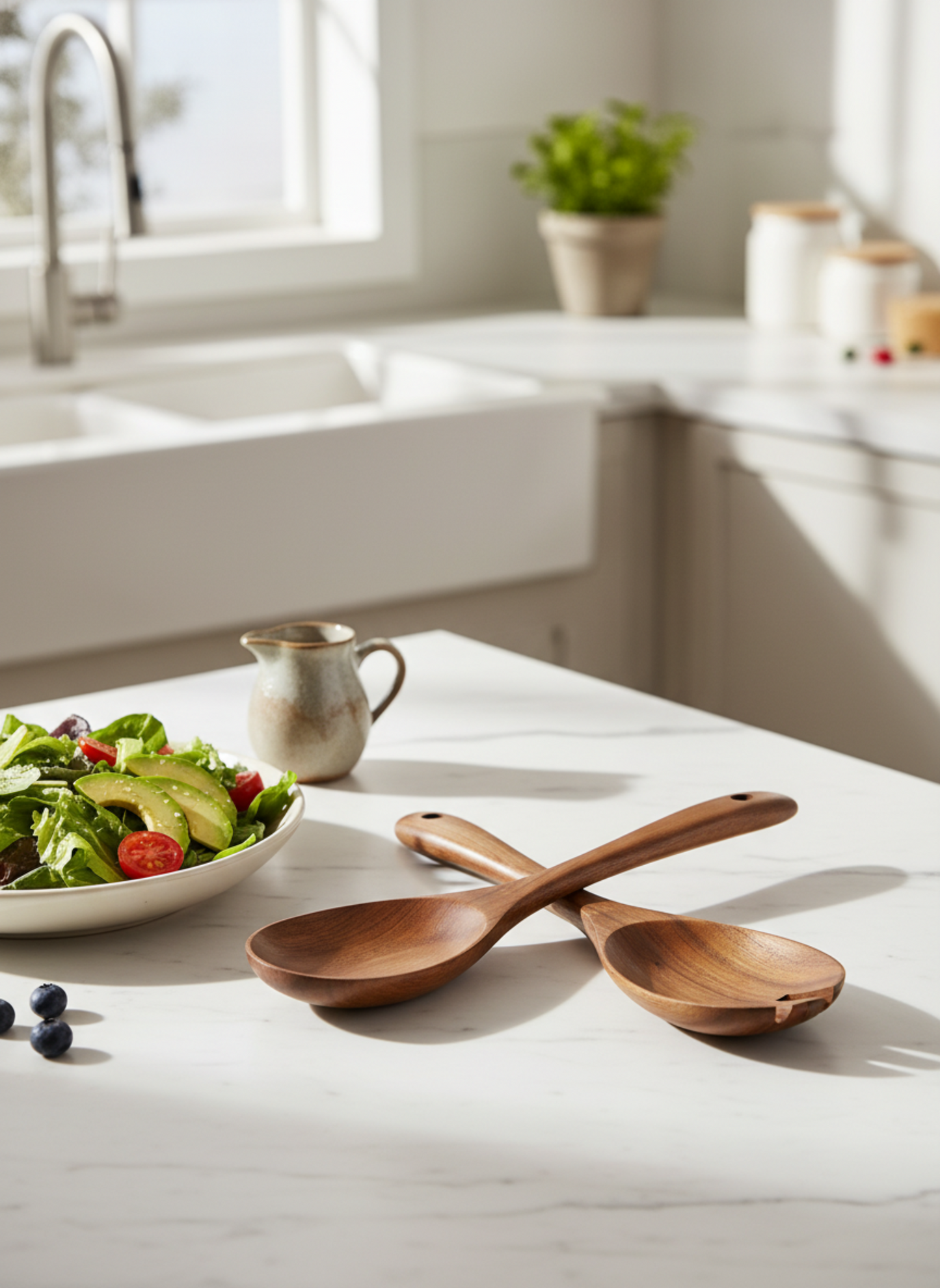 Set of 2 Acacia Wooden Salad Servers