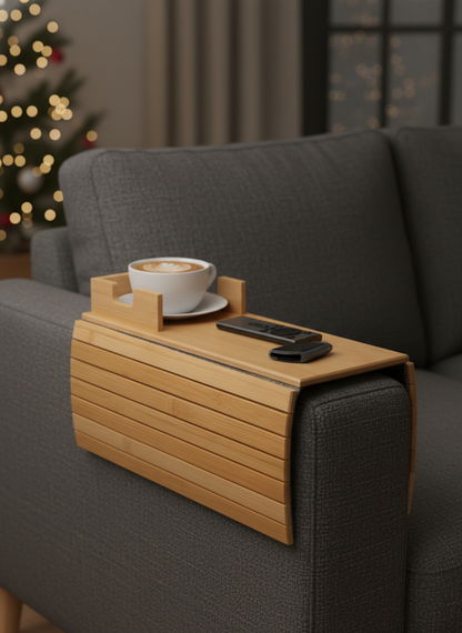 Bamboo Sofa Cup Holder Tray