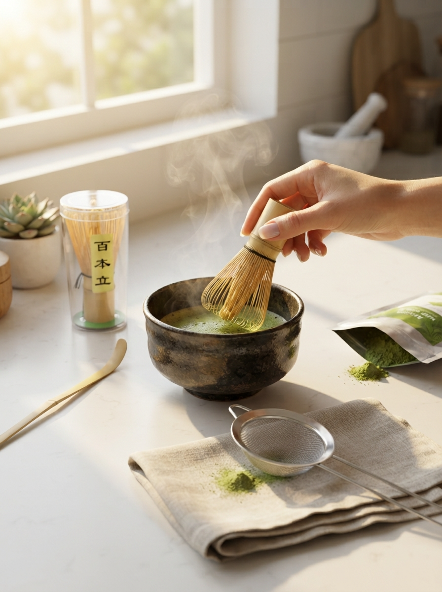 Matcha Bamboo Tea Set – 4-Pieces Kit