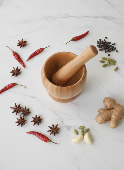 Bamboo Mortar & Pestle Set