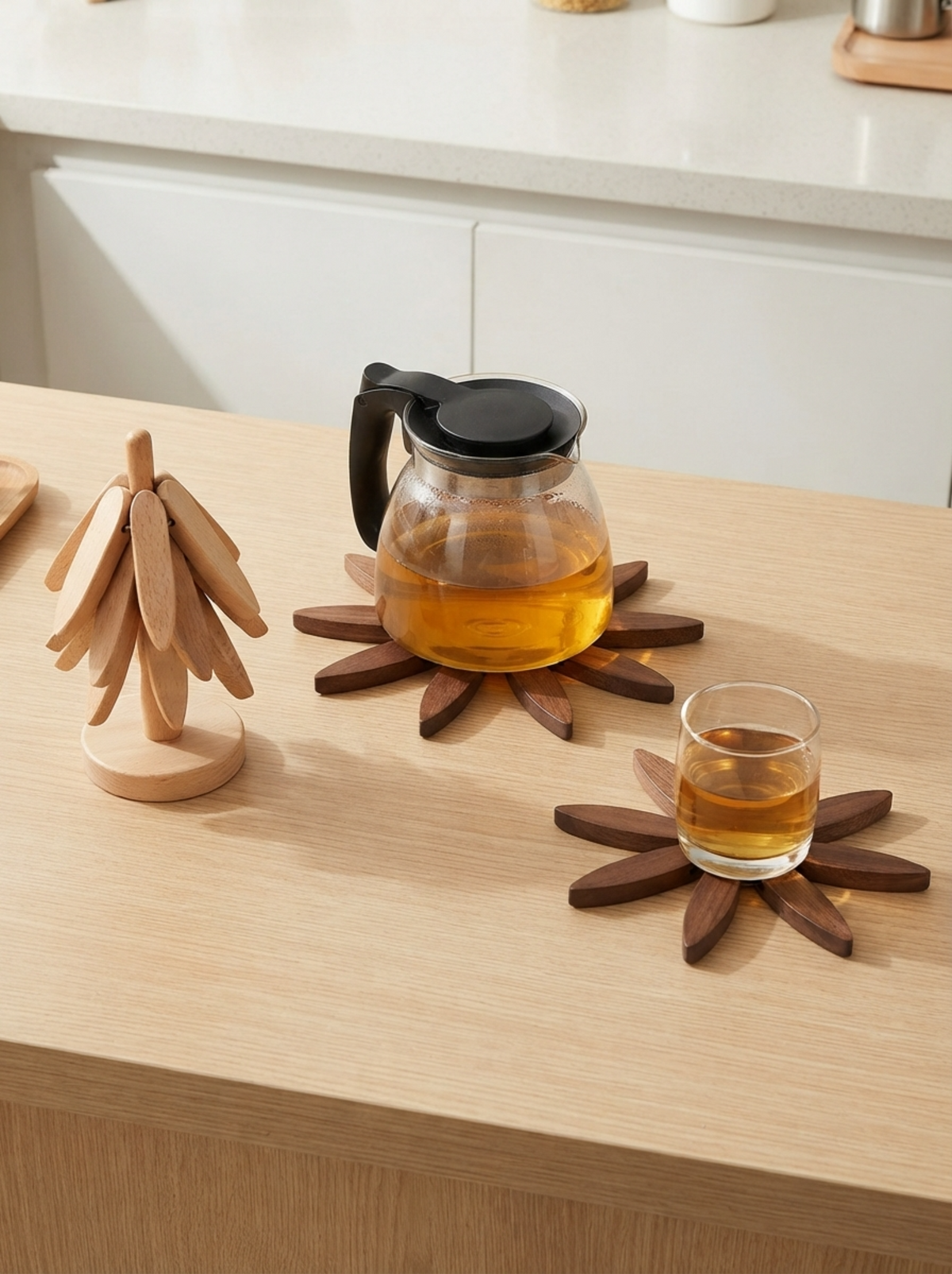 Wooden Tree Trivet & Coaster Set