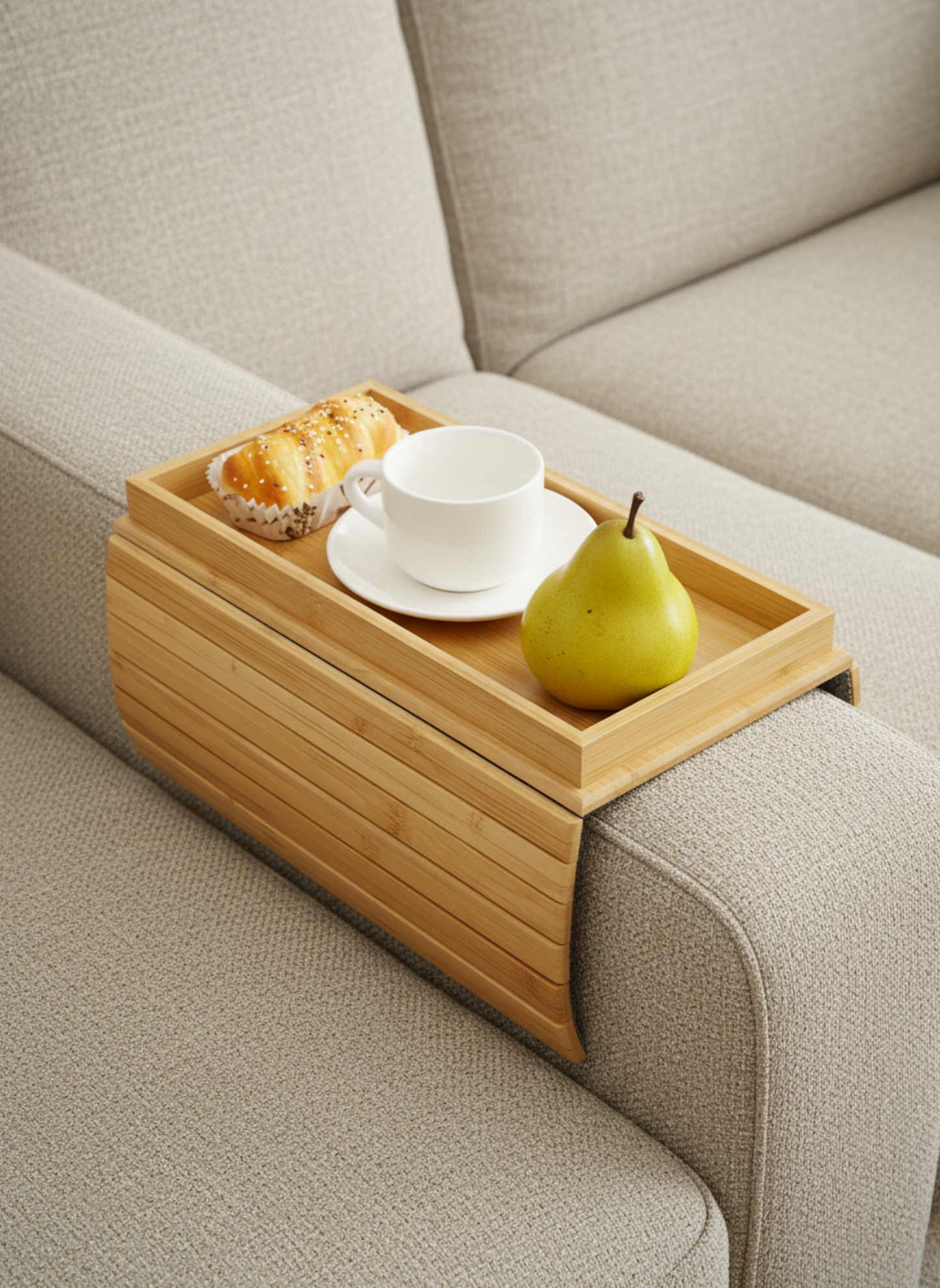 Bamboo Sofa Cup Holder Tray