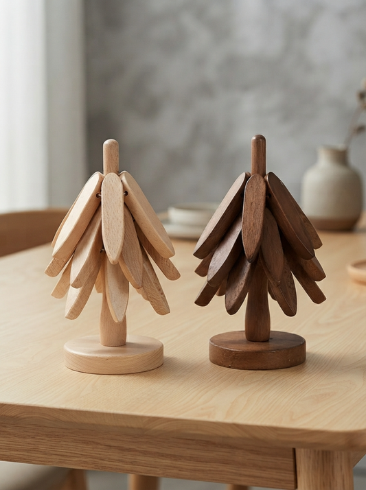 Wooden Tree Trivet & Coaster Set
