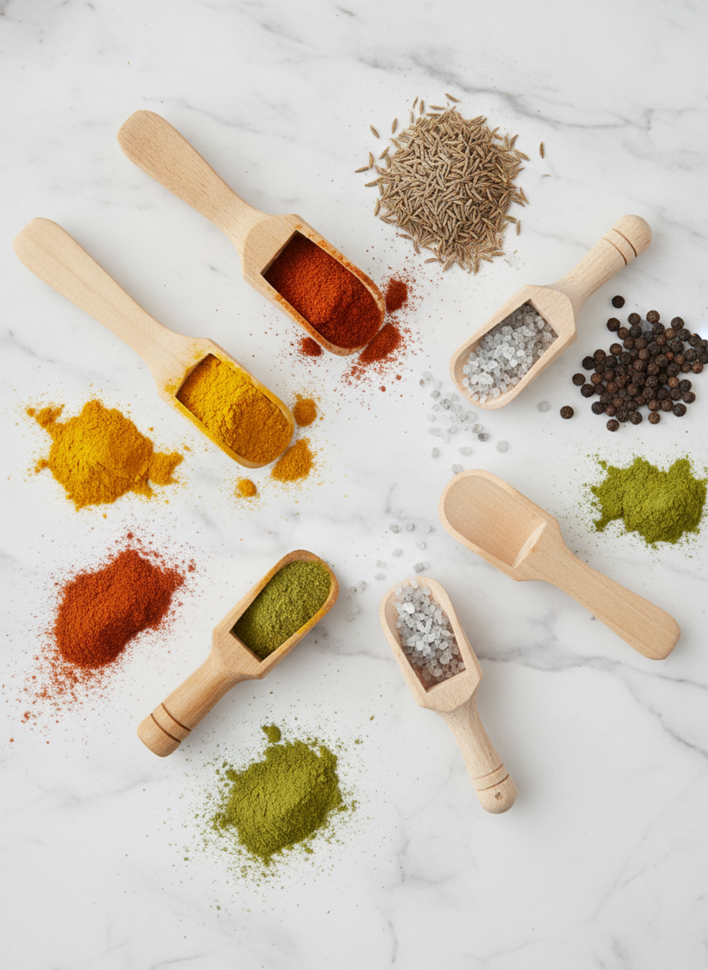 Set of 5 Mini Wooden Scoops