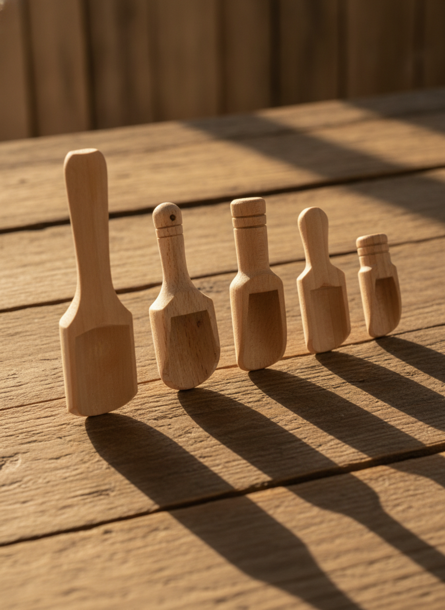 Set of 5 Mini Wooden Scoops