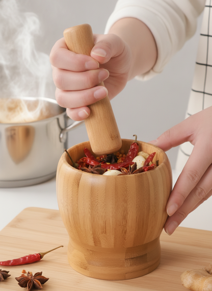 Bamboo Mortar & Pestle Set