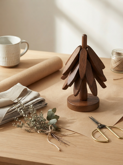 Wooden Tree Trivet & Coaster Set