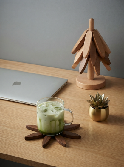 Wooden Tree Trivet & Coaster Set