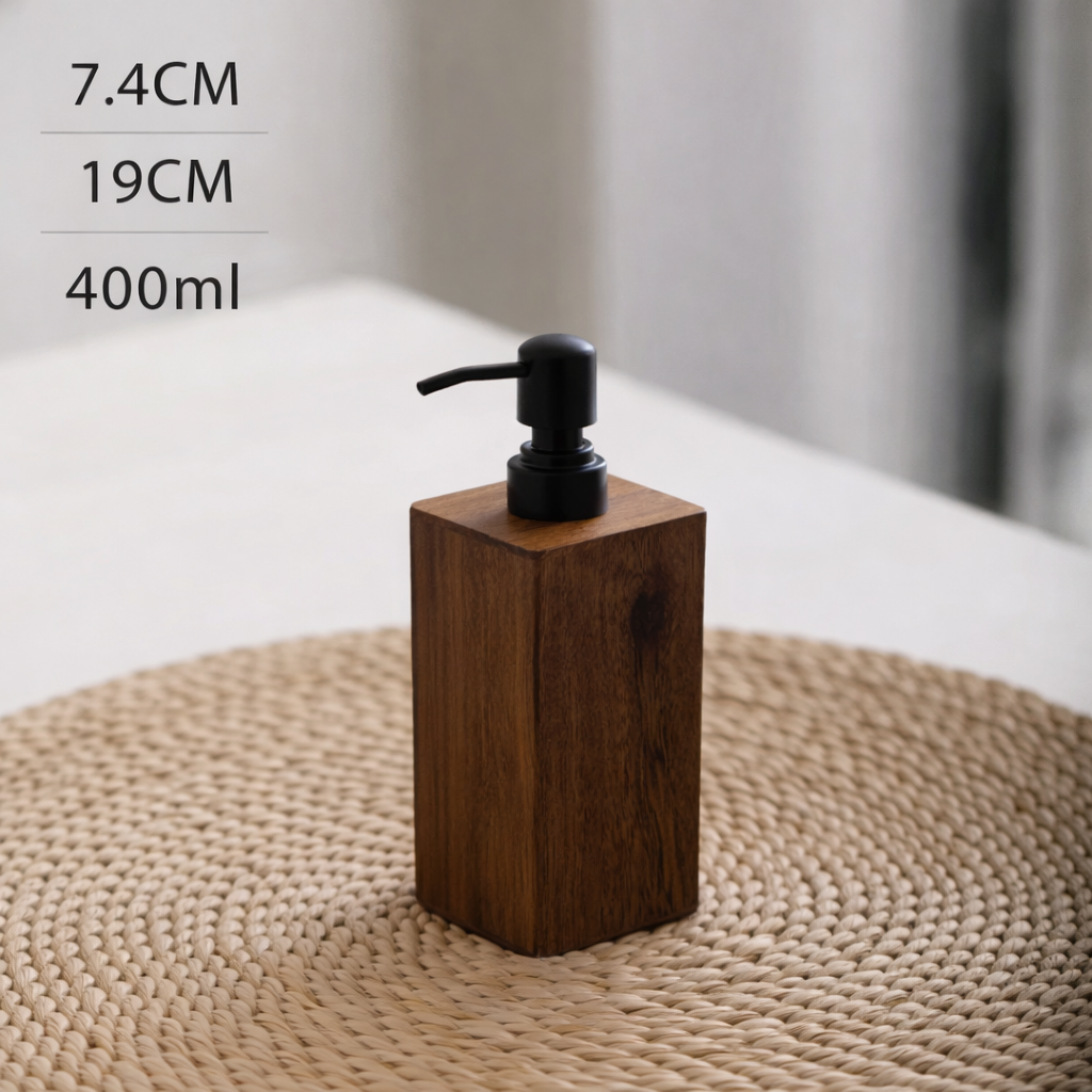 Walnut Soap Dispenser Set