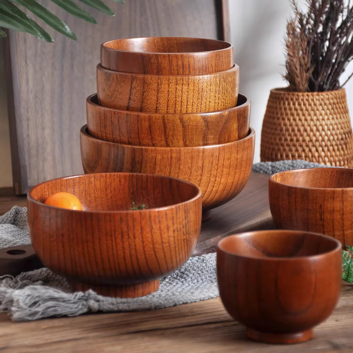 Japanese Wood Bowl Set