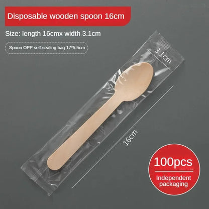 Disposable Wooden Cutlery Set – 100pcs