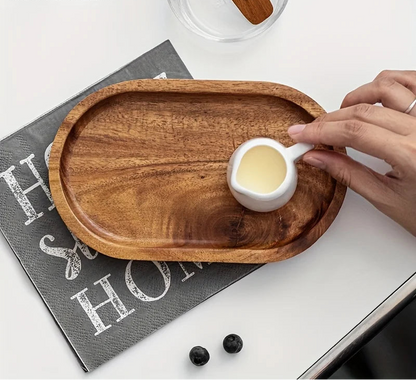 Solid Wood Oval Tray – Japanese Style Serving Plate