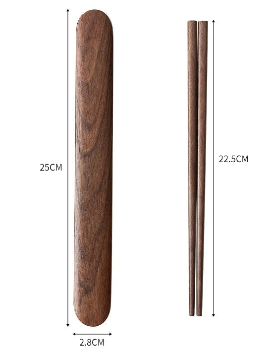 Wooden Cutlery Travel Set – Spoon, Fork & Chopsticks with Box