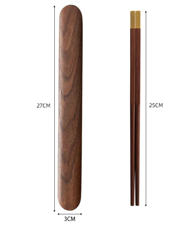 Wooden Cutlery Travel Set – Spoon, Fork & Chopsticks with Box