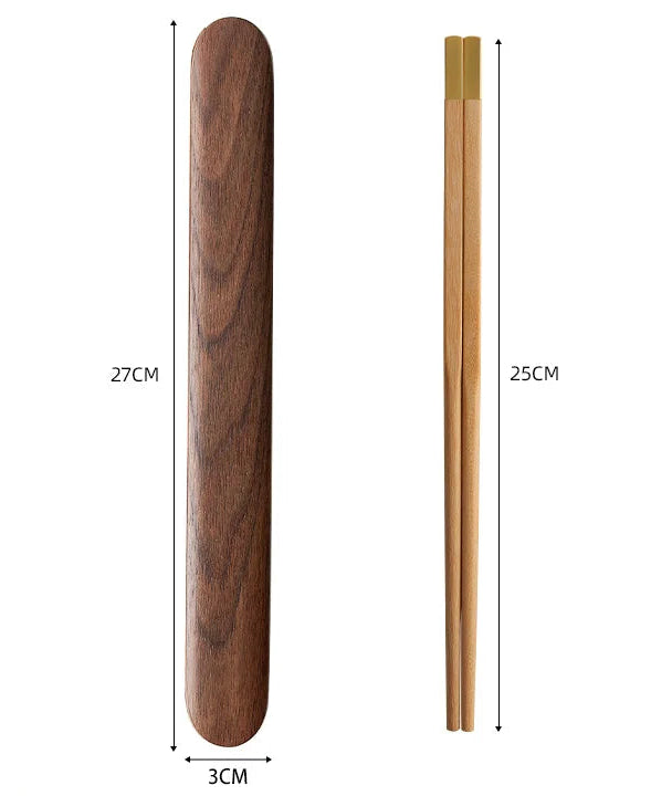 Wooden Cutlery Travel Set – Spoon, Fork & Chopsticks with Box