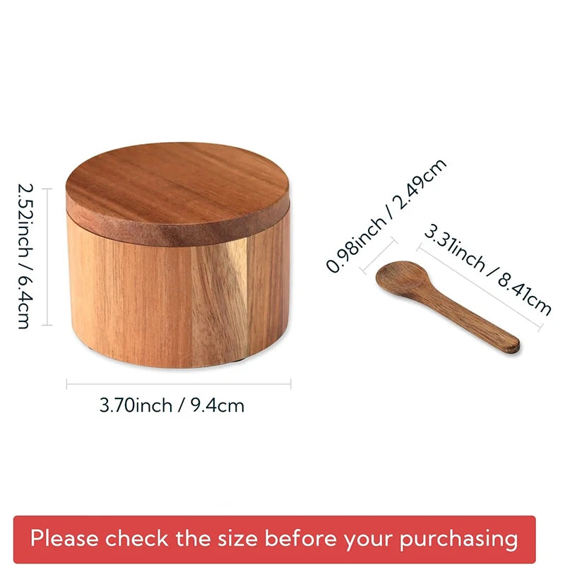 Bamboo Salt Cellar Box with Magnetic Lid