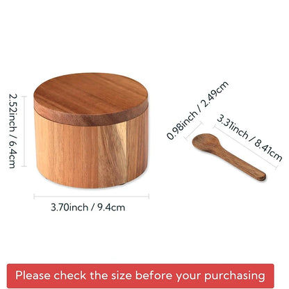 Bamboo Salt Cellar Box with Magnetic Lid