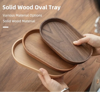 Solid Wood Oval Tray – Japanese Style Serving Plate