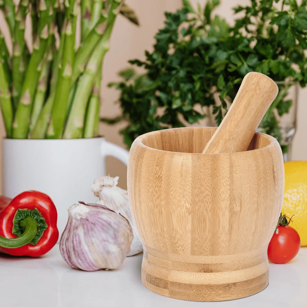 Bamboo Mortar & Pestle Set