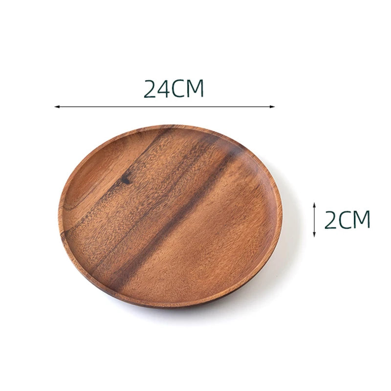 Round Wooden Dinner Plates – Natural Serving Set