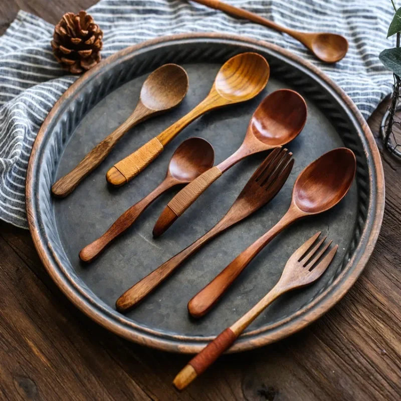 Mini Wooden Spoon & Fork Set – Coffee & Dessert Utensils