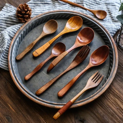 Mini Wooden Spoon & Fork Set – Coffee & Dessert Utensils