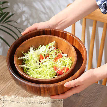 Japanese Acacia Wooden Salad Bowl – Natural Mixing Bowl