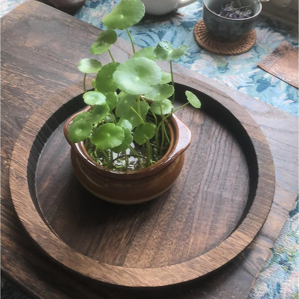 Wooden Round Plate – Rustic Heat-Resistant Serving Mat