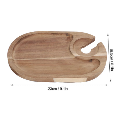 Wooden Wine Appetizer Plate with Glass Holder