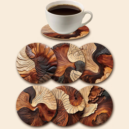 Set of 6 Elegant Wooden Coasters