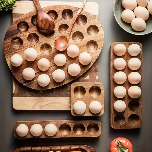 Wooden Egg Storage Tray – Multi-Compartment Kitchen Organizer