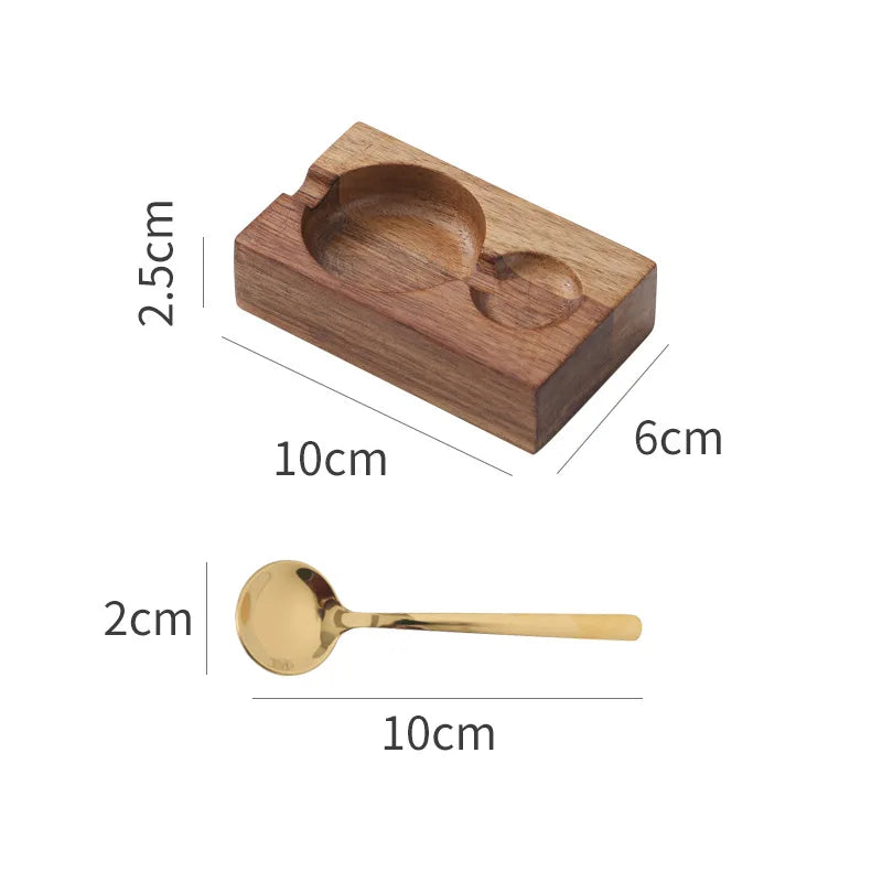 Wooden Condiment Tray with Spoon