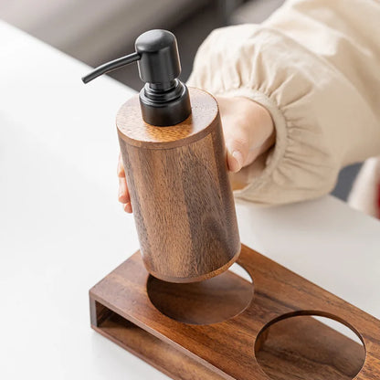 Walnut Soap Dispenser Set