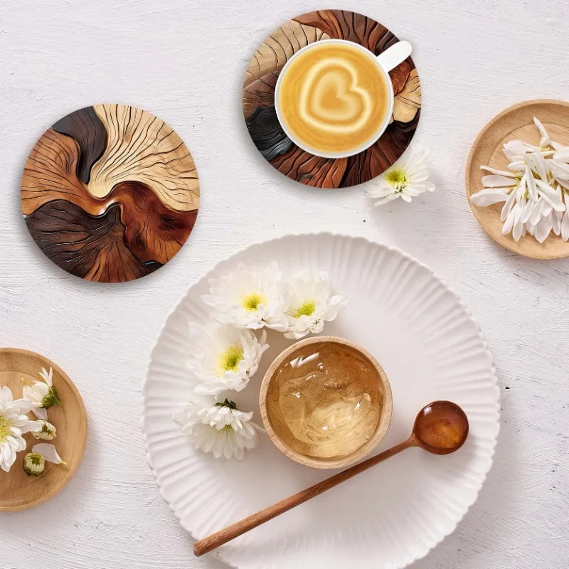 Set of 6 Elegant Wooden Coasters