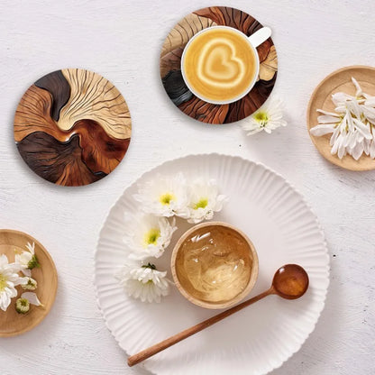 Set of 6 Elegant Wooden Coasters