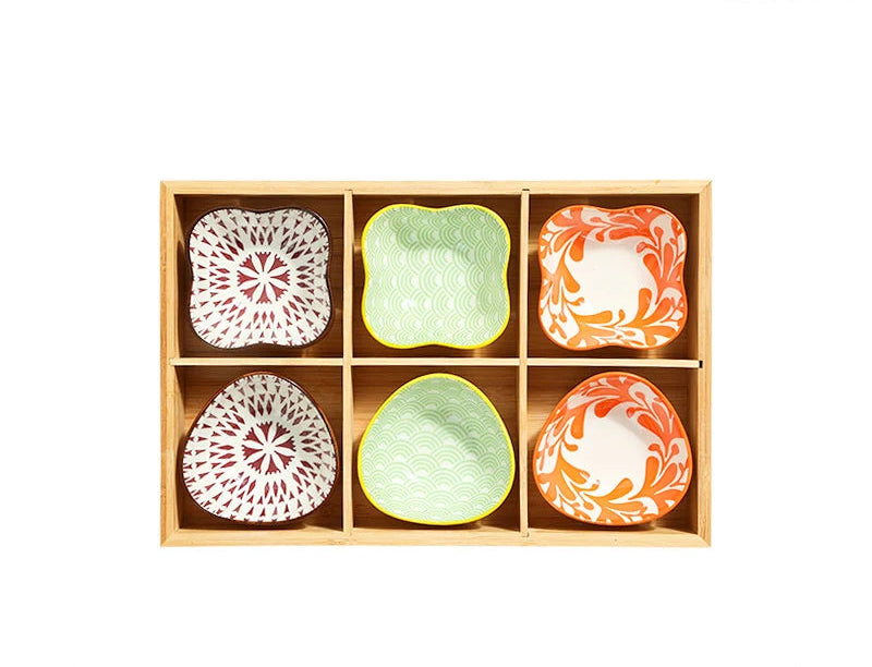 Japanese Wooden Tray – 9-Compartment Bamboo Plate